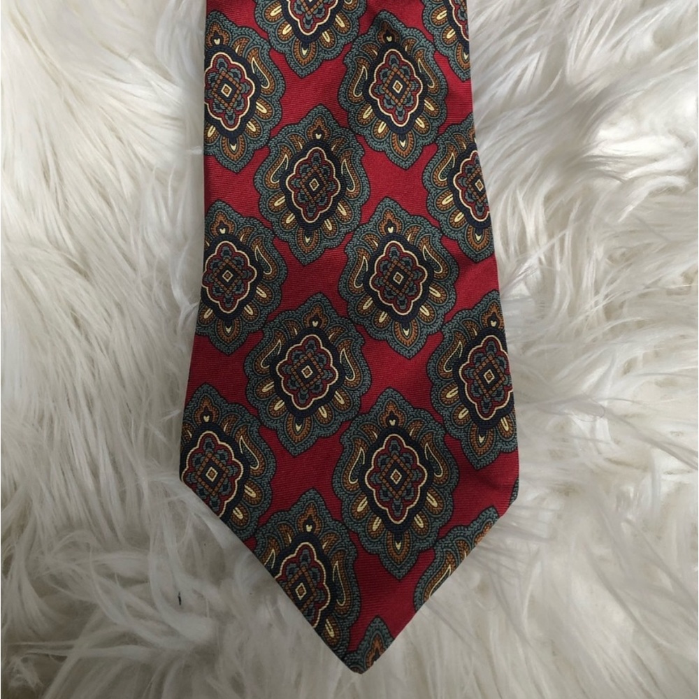Yves Saint Laurent accessories luxury Italian red silk neck tie business attire
